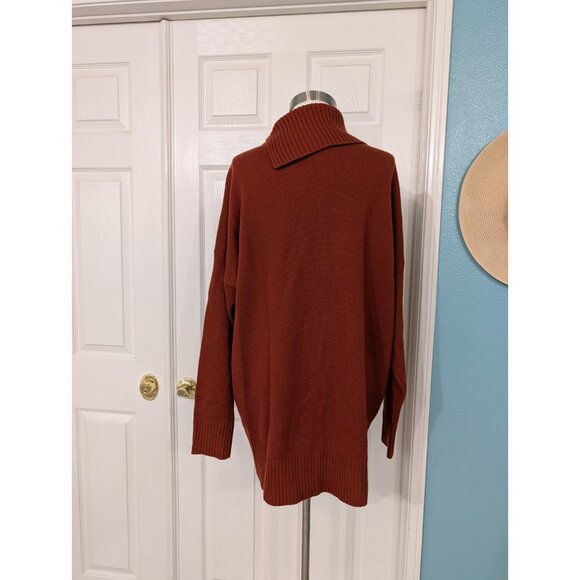 Nordstrom Signature 100% Cashmere Burgundy Split Neck Sweater Size XL Dry Clean - Picture 3 of 8